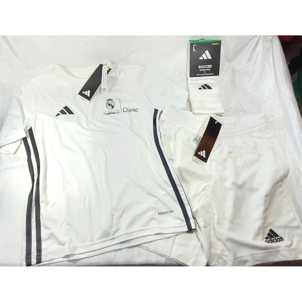 Adidas Fundacion Realmadrid Clinic Football Soccer Jersey Shorts Socks Youth XL
